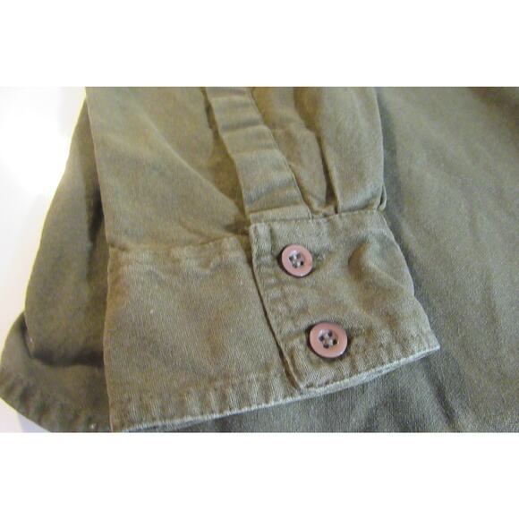 Miss Me Vintage Olive Green ButtonUp Long Sleeve Shirt Embroidered Back Ladies M - Picture 4 of 11